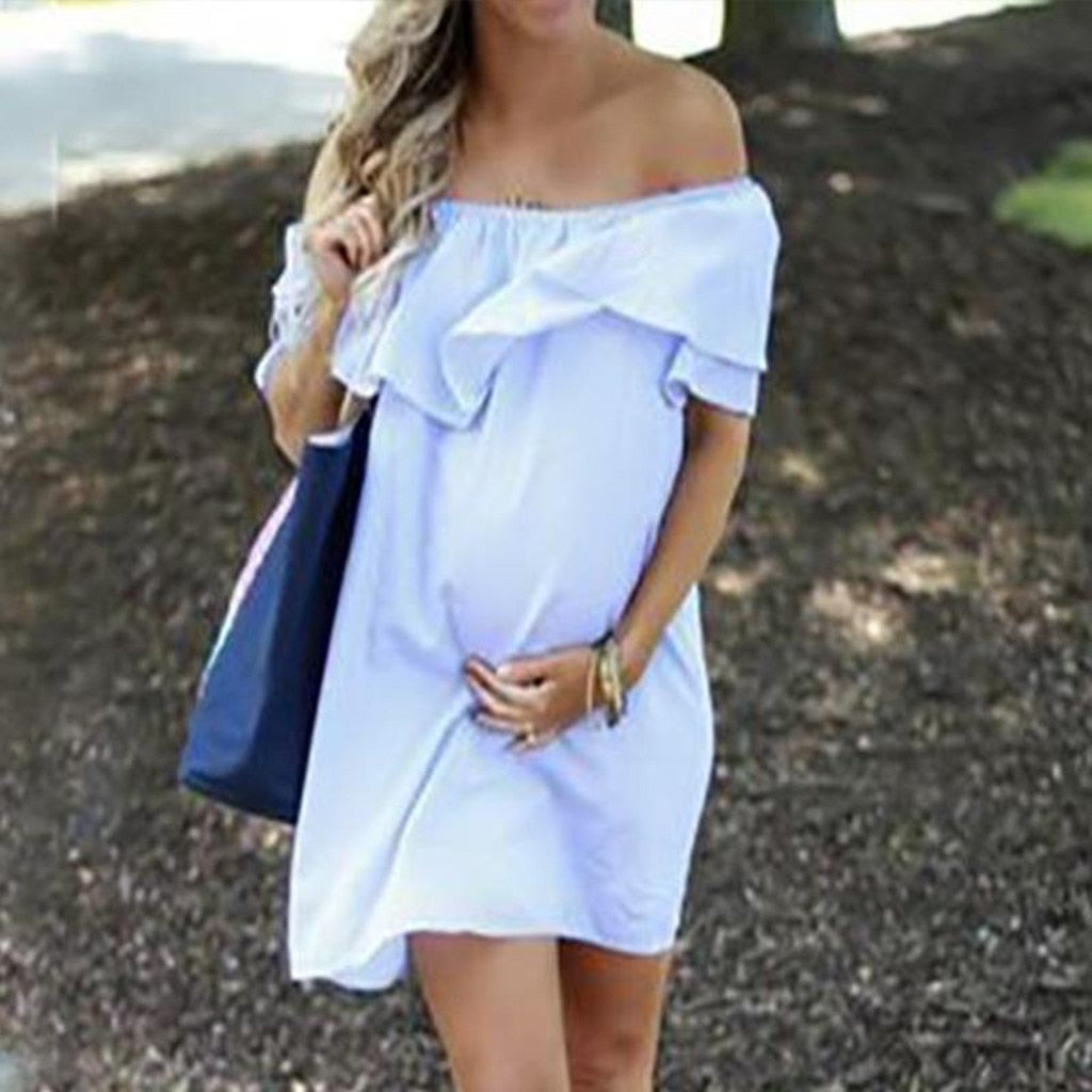 Maternity Dress With Shoulder Flounce: Embrace Your Style